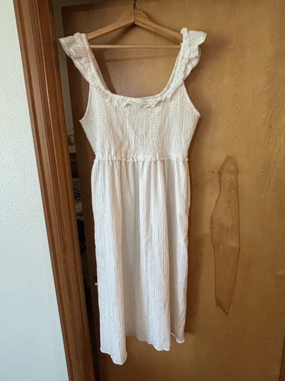 White American Eagle Smocked Midi Dress